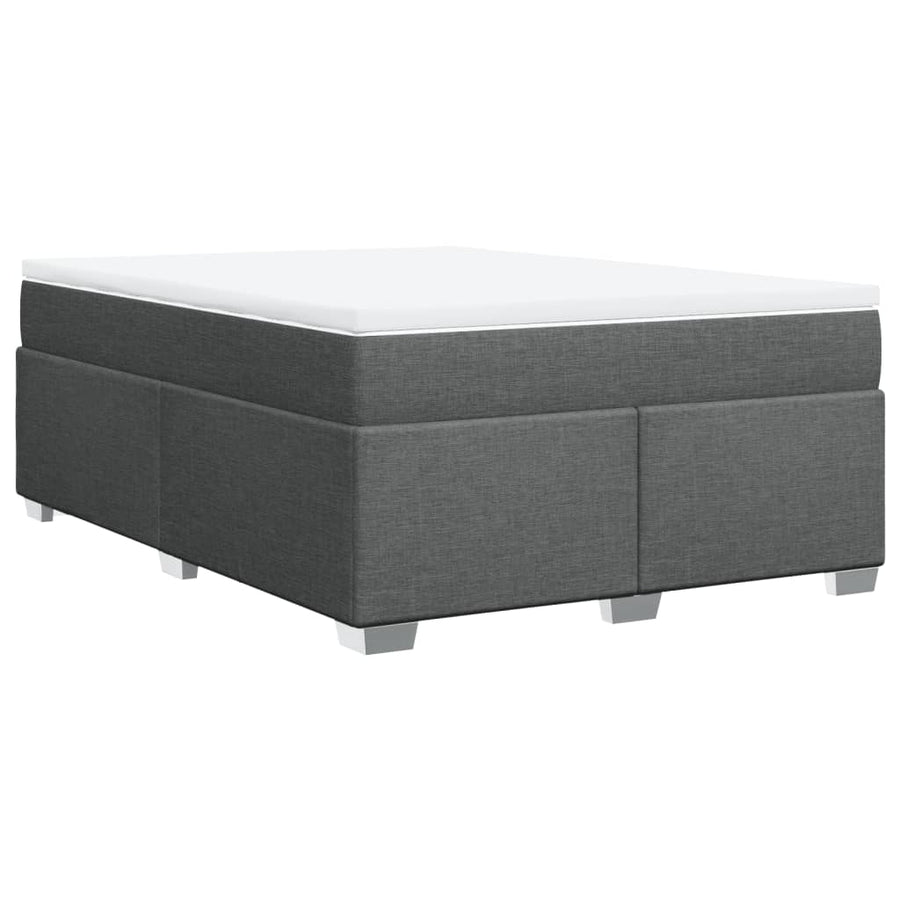 Box Spring Bed with Mattress Light Grey Full Fabric
