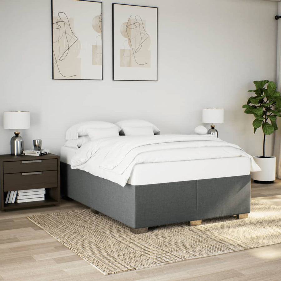 Box Spring Bed with Mattress Light Grey Full Fabric