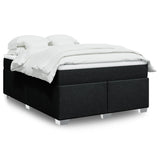 Box Spring Bed with Mattress Dark Grey Double Fabric - Front View