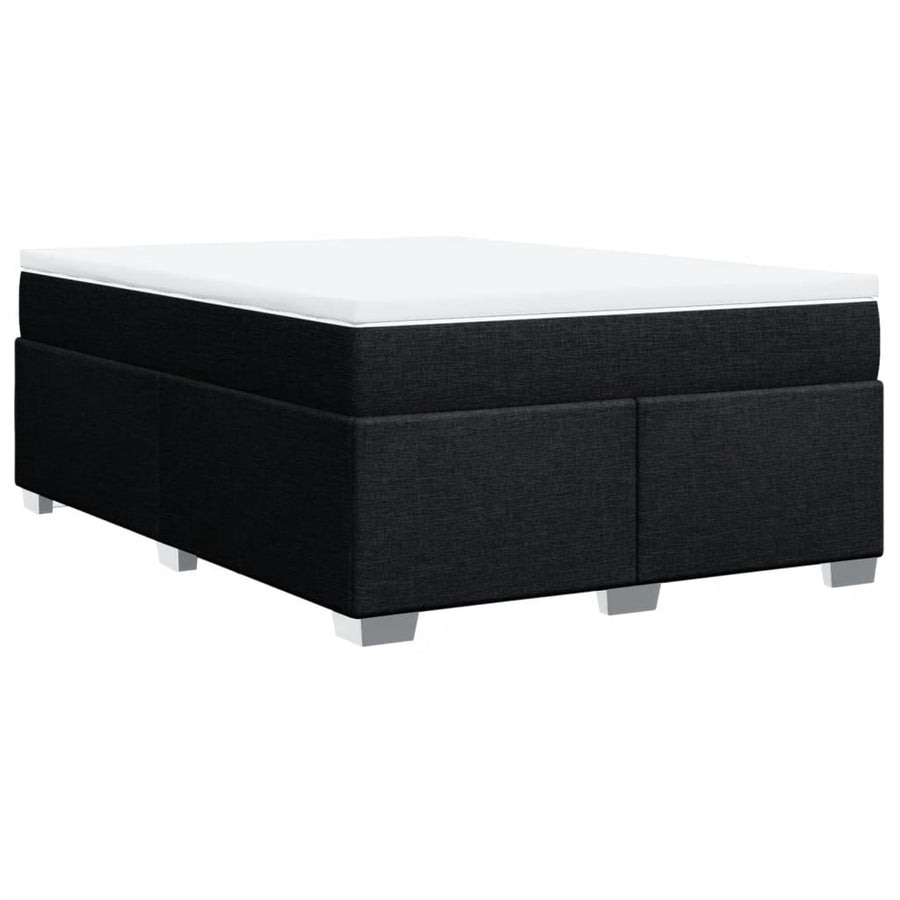 Box Spring Bed with Mattress Dark Grey Full Fabric