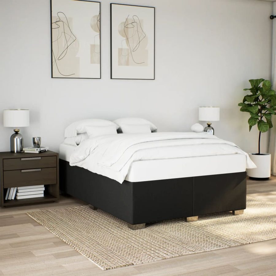 Box Spring Bed with Mattress Dark Grey Full Fabric