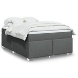 Box Spring Bed with Mattress Light Grey Queen Fabric - Front View