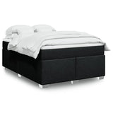 Box Spring Bed with Mattress Dark Grey Queen Fabric - Front View
