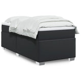 Box Spring Bed with Mattress Black King Single Faux Leather - Front View