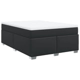 Box Spring Bed with Mattress Black Queen Faux Leather - Side View