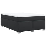 Box Spring Bed with Mattress Black Queen Faux Leather - Rear View