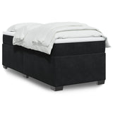Box Spring Bed with Mattress Black King Single Velvet - Front View