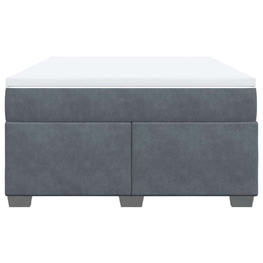 Box Spring Bed with Mattress Dark Grey Full Velvet