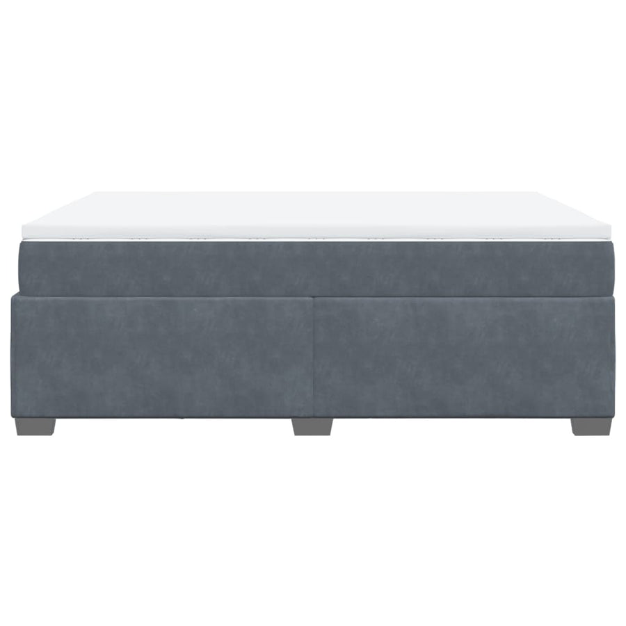 Box Spring Bed with Mattress Dark Grey Full Velvet