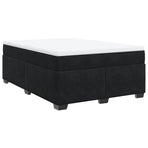 Box Spring Bed with Mattress Black Full Velvet