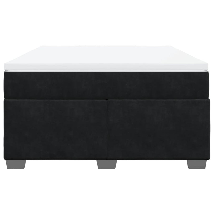 Box Spring Bed with Mattress Black Full Velvet