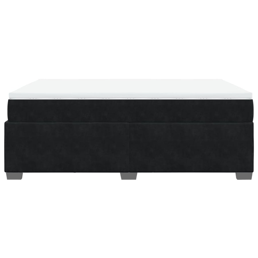 Box Spring Bed with Mattress Black Full Velvet