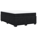 Box Spring Bed with Mattress Black Full Velvet