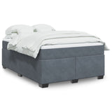 Box Spring Bed with Mattress Dark Grey Queen Velvet - Front View