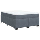 Box Spring Bed with Mattress Dark Grey Queen Velvet - Side View