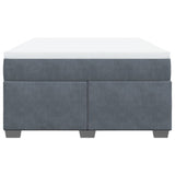 Box Spring Bed with Mattress Dark Grey Queen Velvet - Top-Down View