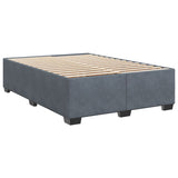 Box Spring Bed with Mattress Dark Grey Queen Velvet - Close-Up Angle