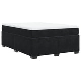 Box Spring Bed with Mattress Black Queen Velvet