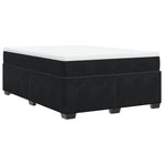 Box Spring Bed with Mattress Black Queen Velvet