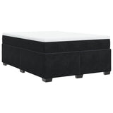 Box Spring Bed with Mattress Black Queen Velvet - Rear View