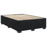 Box Spring Bed with Mattress Black Queen Velvet - Close-Up Angle
