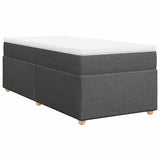 Box Spring Bed with Mattress Dark Grey King Single Fabric - Front View