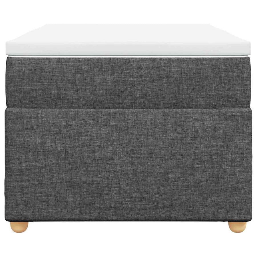 Box Spring Bed with Mattress Dark Grey King Single Fabric