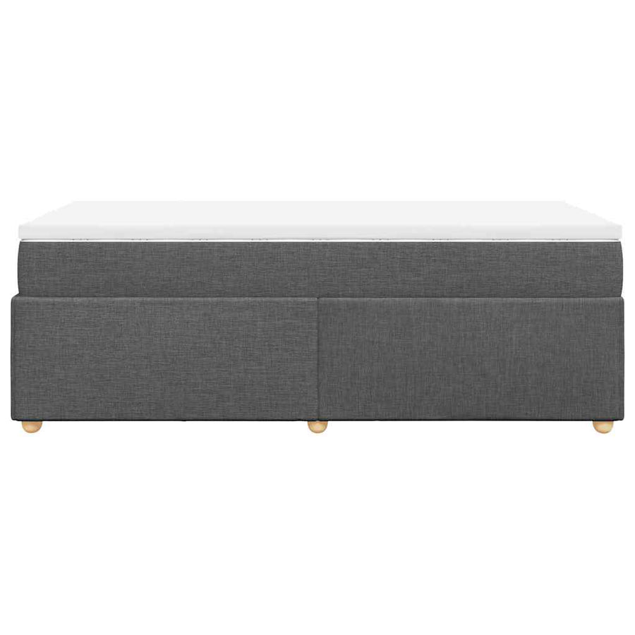 Box Spring Bed with Mattress Dark Grey King Single Fabric