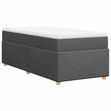 Box Spring Bed with Mattress Dark Grey King Single Fabric - Rear View