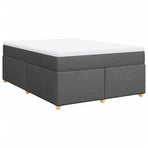 Box Spring Bed with Mattress Dark Grey Full Fabric