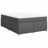 Box Spring Bed with Mattress Dark Grey Double Fabric - Front View