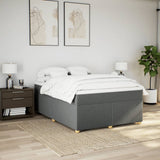 Box Spring Bed with Mattress Dark Grey Double Fabric - Side View