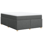 Box Spring Bed with Mattress Dark Grey Full Fabric