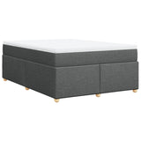 Box Spring Bed with Mattress Dark Grey Double Fabric - Rear View
