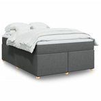 Box Spring Bed with Mattress Dark Grey Full Fabric