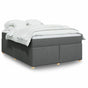 Box Spring Bed with Mattress Dark Grey Full Fabric