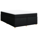 Box Spring Bed with Mattress Black Full Fabric
