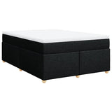 Box Spring Bed with Mattress Black Double Fabric - Front View