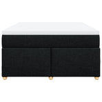 Box Spring Bed with Mattress Black Full Fabric