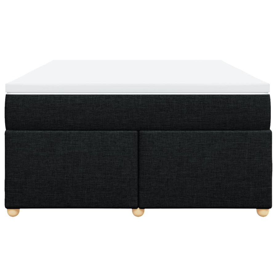 Box Spring Bed with Mattress Black Full Fabric