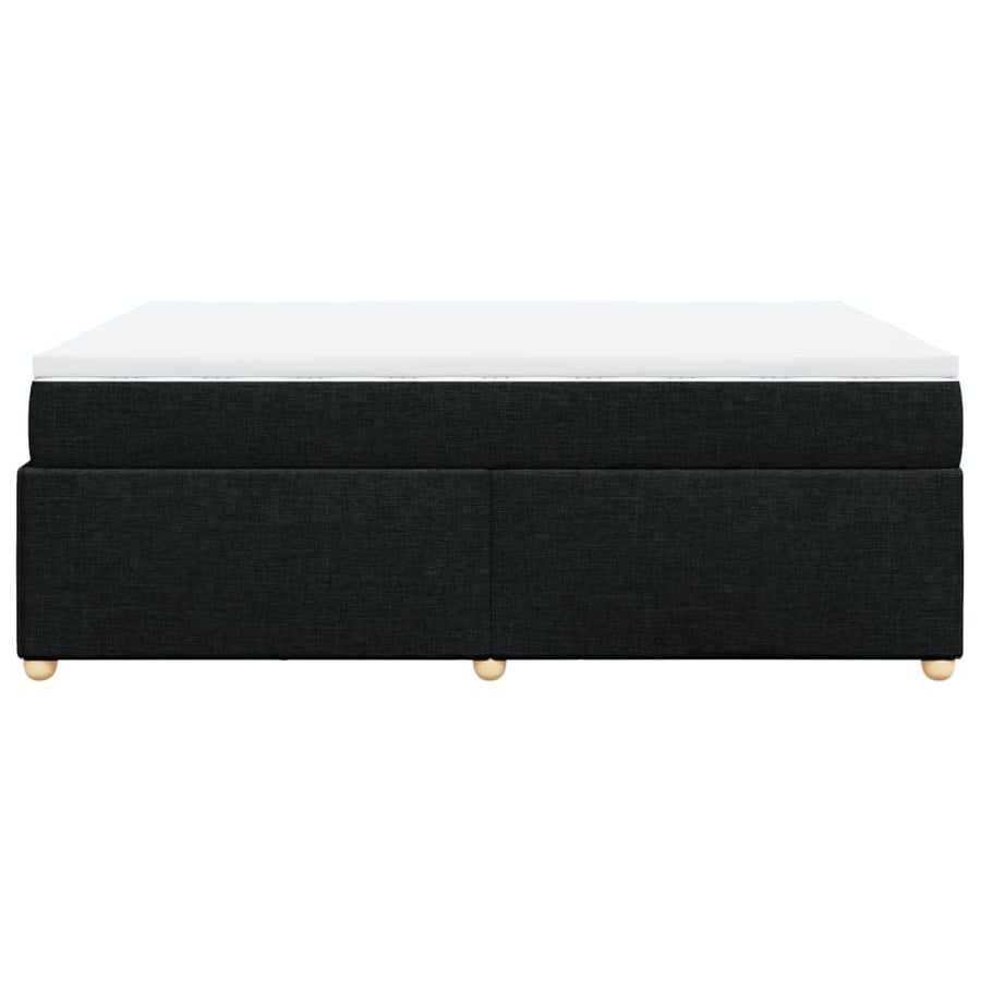 Box Spring Bed with Mattress Black Full Fabric