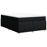 Box Spring Bed with Mattress Black Double Fabric - Rear View