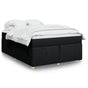Box Spring Bed with Mattress Black Full Fabric