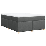 Box Spring Bed with Mattress Light Grey Queen Fabric - Rear View