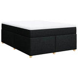 Box Spring Bed with Mattress Black Queen Fabric - Front View