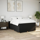 Box Spring Bed with Mattress Black Queen Fabric - Side View