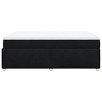 Box Spring Bed with Mattress Black Queen Fabric
