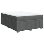 Box Spring Bed with Mattress Dark Grey Double Fabric
