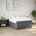 Box Spring Bed with Mattress Dark Grey Double Fabric