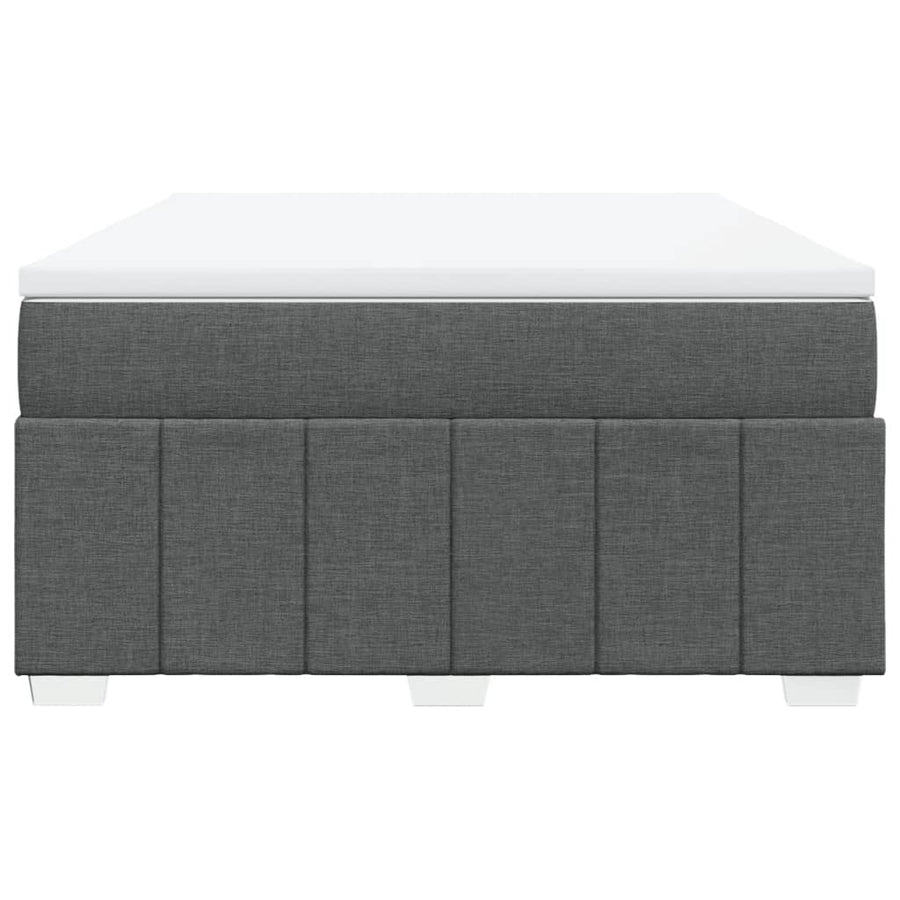 Box Spring Bed with Mattress Dark Grey Double Fabric